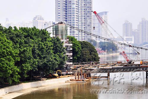 福州江心公園索橋將重建園內景觀改造全面啟動