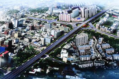 改造后的府青立交橋?yàn)槿龑恿Ⅲw式交通，將緩解城東進(jìn)出城壓力。（效果圖）